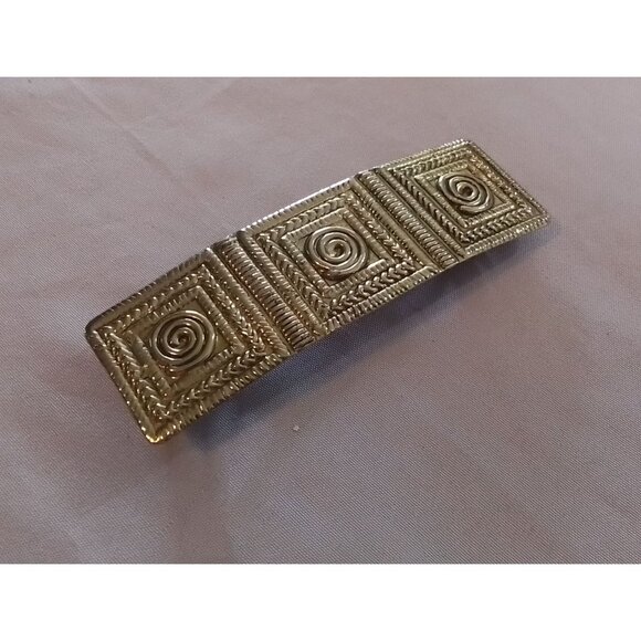 Vintage Silver Tone Hair Barrette With Intricate Swirl Pattern & Secure Clasp - Picture 1 of 3